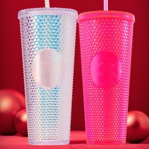 Starbucks Platinum and Pink Studded Tumbler Combo!